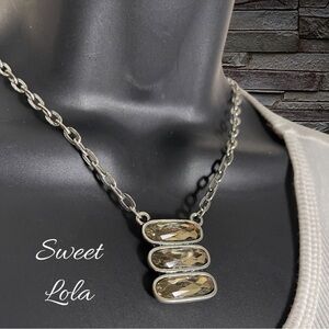 Sweet Lola Silvertone and Smoky Glass Three Bar Adjustable Clasp